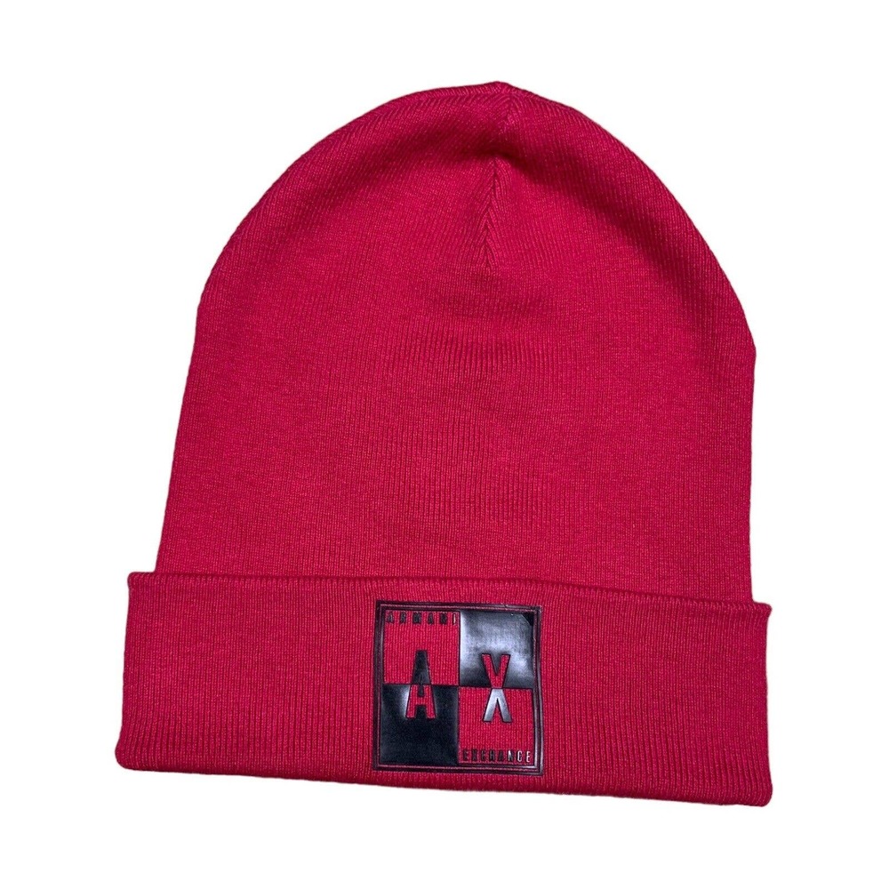 Armani Exchange Red/Burgundy Beanie One Size 2019 A/X Logo